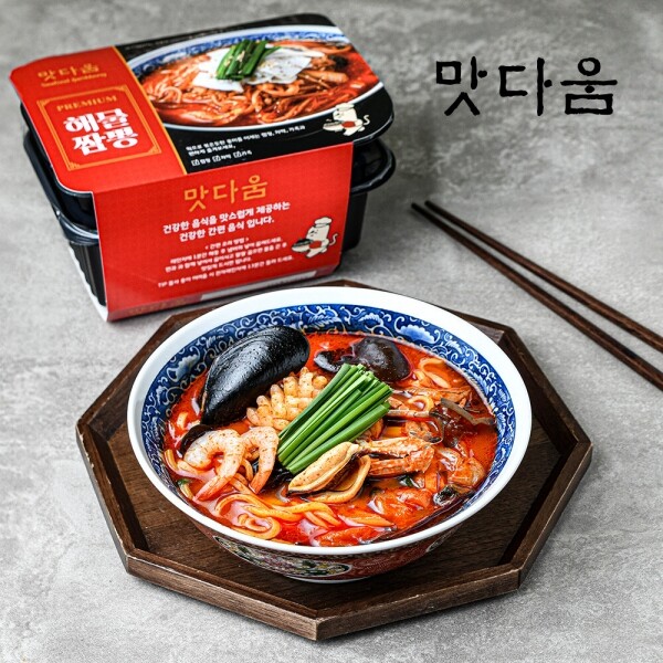 우주스토어,맛다움 고기짜장면 580g x 2팩 + 해물짬뽕 2팩
