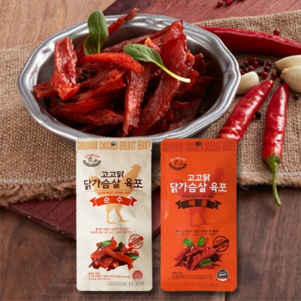 우주스토어,하담푸드 고고닭 닭가슴살 육포 50g X 10팩  (순수/매콤) 선택가능